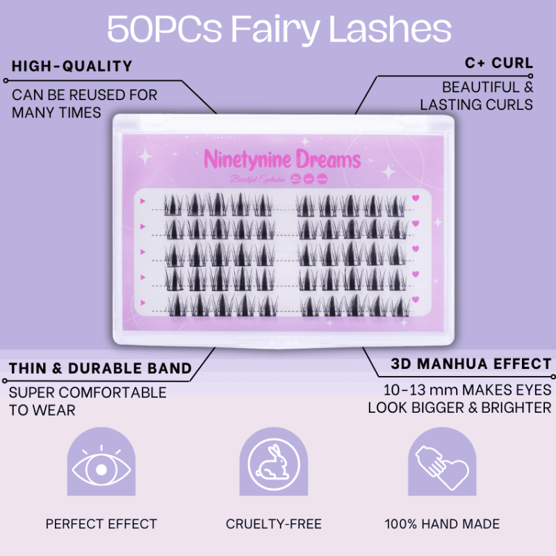 ninetynine dreams 50pcs fairy lashes information poster